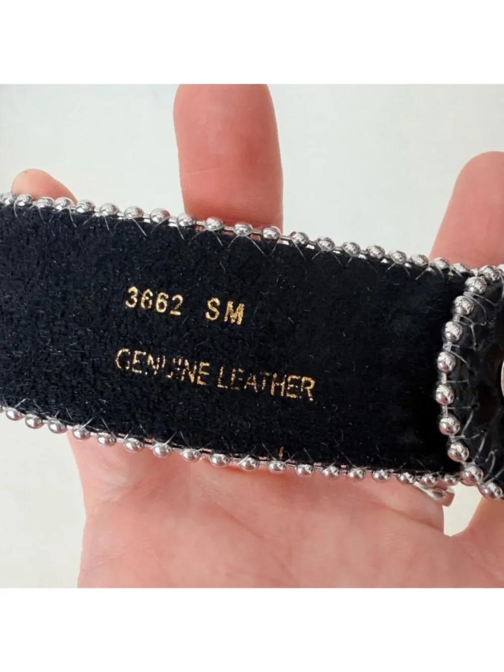 Y2K Western Leather Rhinestone Studded Belt Black Bling Horseshoe Buckle Boho Ro
